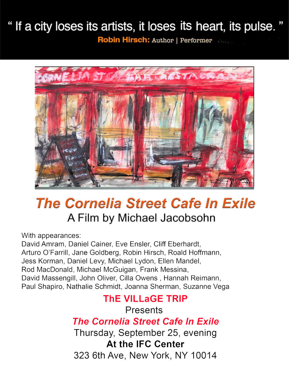 he Cornelia Street Cafe In Exile poster Painting by Edward Ching