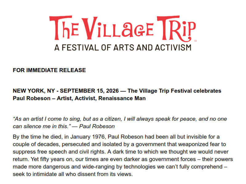 The Village Trip Festival celebrates Paul Robeson – Artist, Activist, Renaissance Man