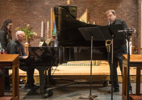 37 Village Voices - Scott Wheeler, composer, at the piano, Timothy Ruedeman on sax (Rob Helman)