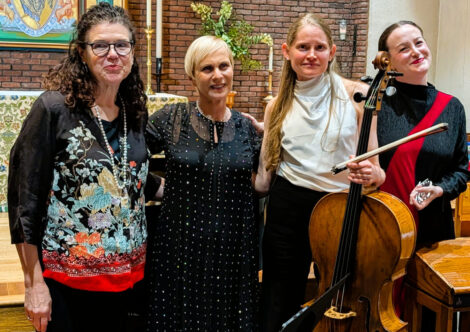 38 Village Voices - composer Ella Milch-Sheriff (second from left) with pianist Joan Forsyth, cellist Kirsten Jermé, and soprano Sharon Harms (Liz Thomson)
