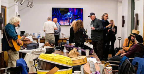 51 Backstage at the Great Hall for the Greenwich Village Folk Festival (Liz Thomson)