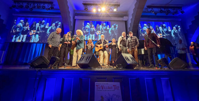 56 A prayer for a better tomorrow - Noel Paul Stookey leads the finale to the Greenwich Village Folk Festival (Rob Helman)